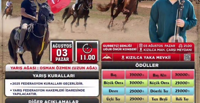 Tavas Kızılca’da Festival Coşkusu: Alanya’dan 3 At da Yarışta